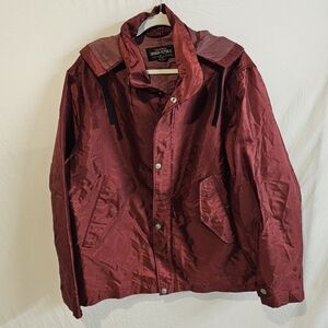 Vintage Banana Republic Nylon Windbreaker Rain Jacket Hooded Men's Medium Maroon